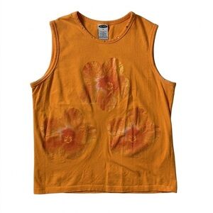 Old Navy Orange Sleeveless Floral Tank Top